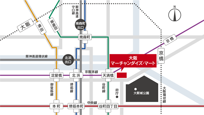 大阪マーチャンダイズ・マート（OMM）への地図