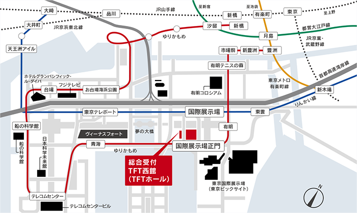 東京ファッションタウンビル  西館2階TFTホールへの地図