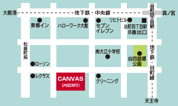 大阪 ユビキタス協創広場 CANVASへの地図