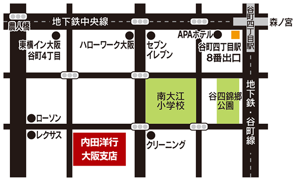 大阪 ユビキタス協創広場CANVASへの地図