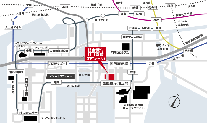 東京ファッションタウンビル  西館2階TFTホールへの地図