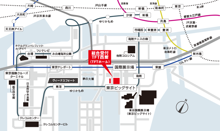 東京ファッションタウンビル 西館2階TFTホールへの地図